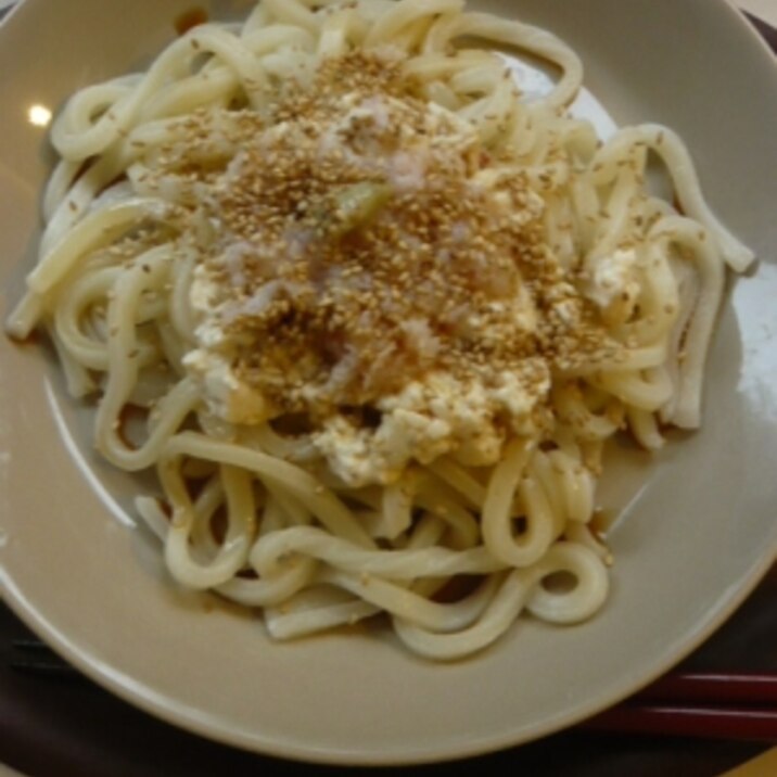 かに缶とゆば豆腐のぶっかけうどん